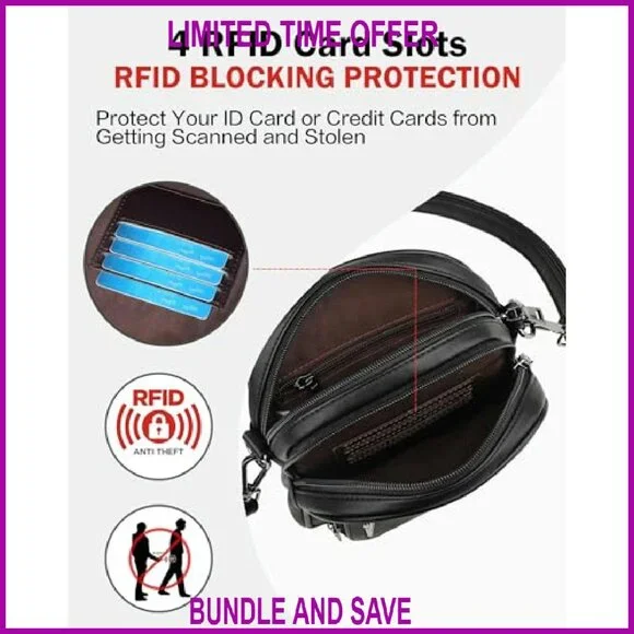 PU Leather Crossbody Bag with Card Slots, Adjustable Strap, Multi-Pocket Design